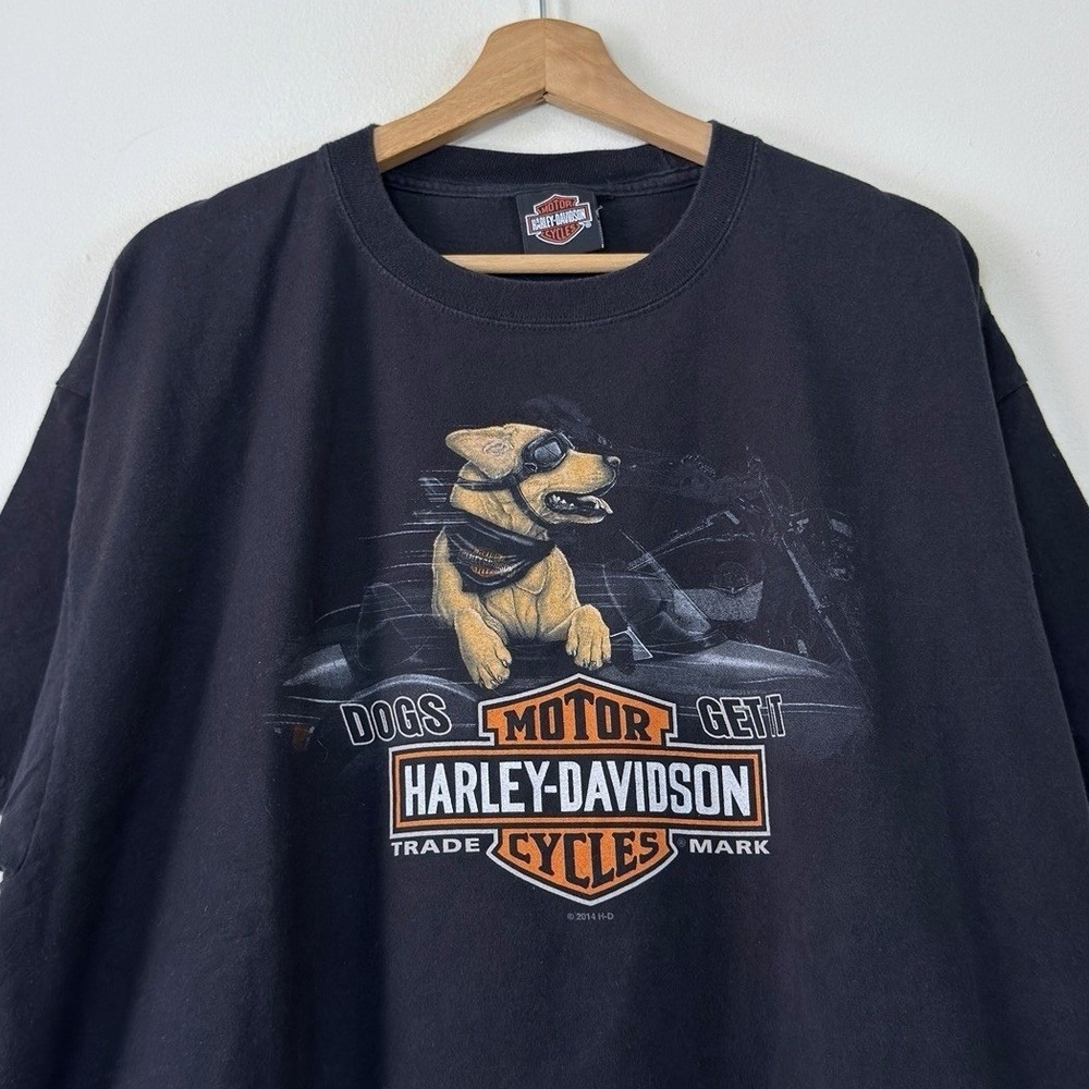 Vintage 90's Harley Davidson Biker Dog Dublin Ireland Black Tee Shirt - XL - Picture 2 of 5